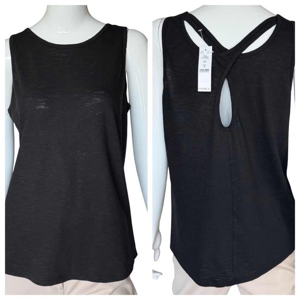 White House Black Market Black Tank Cutout Back Size M NWT